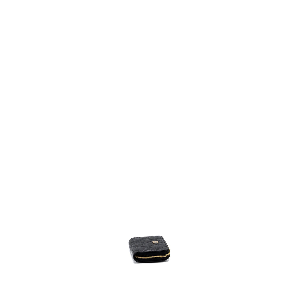 CHANEL QUILTED ZIPPER CARD HOLDER CAVIAR BLACK GHW (MICROCHIP)