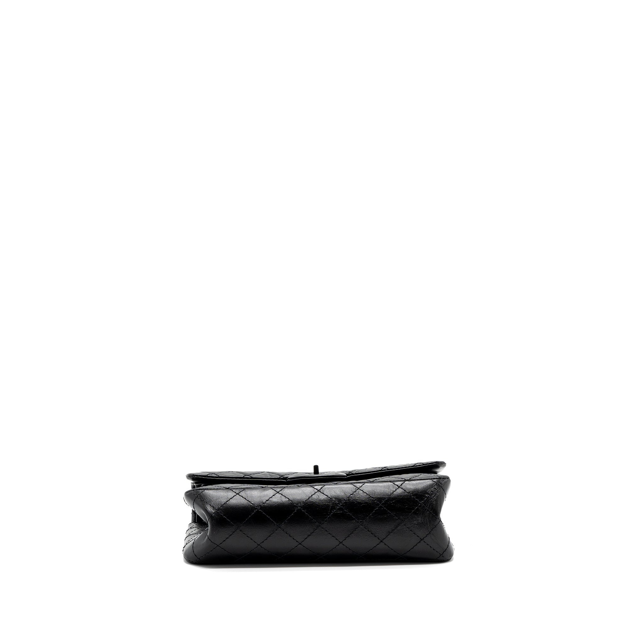 CHANEL SMALL 2.55 225 REISSUE FLAP BAG AGED CALFSKIN BLACK WITH BLACK HARDWARE (MICROCHIP)