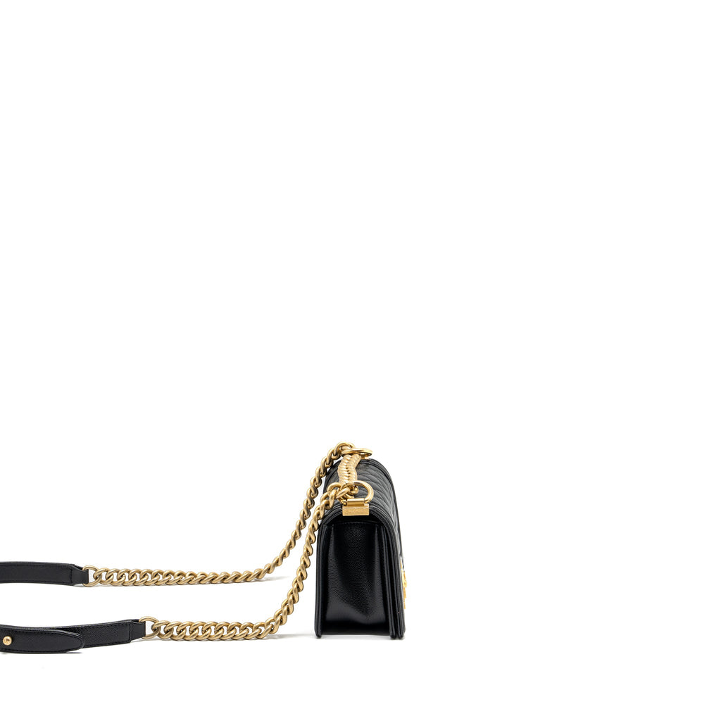 CHANEL SMALL BOY BAG CAVIAR BLACK GHW (MICROCHIP)