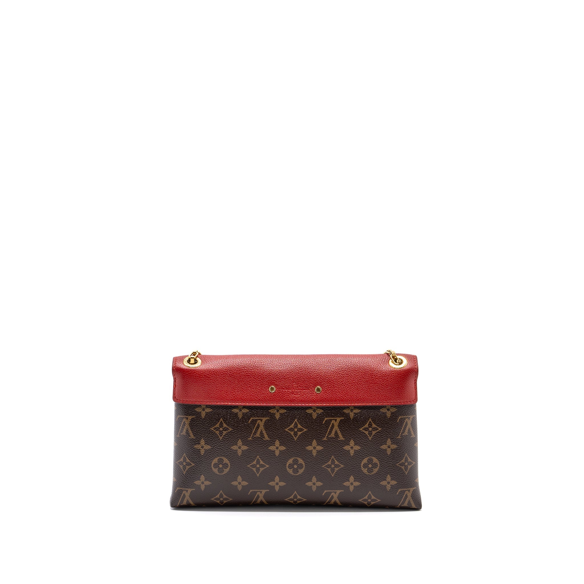 LOUIS VUITTON PALLAS CHAIN BAG MONOGRAM CANVAS / CALFSKIN RED GHW