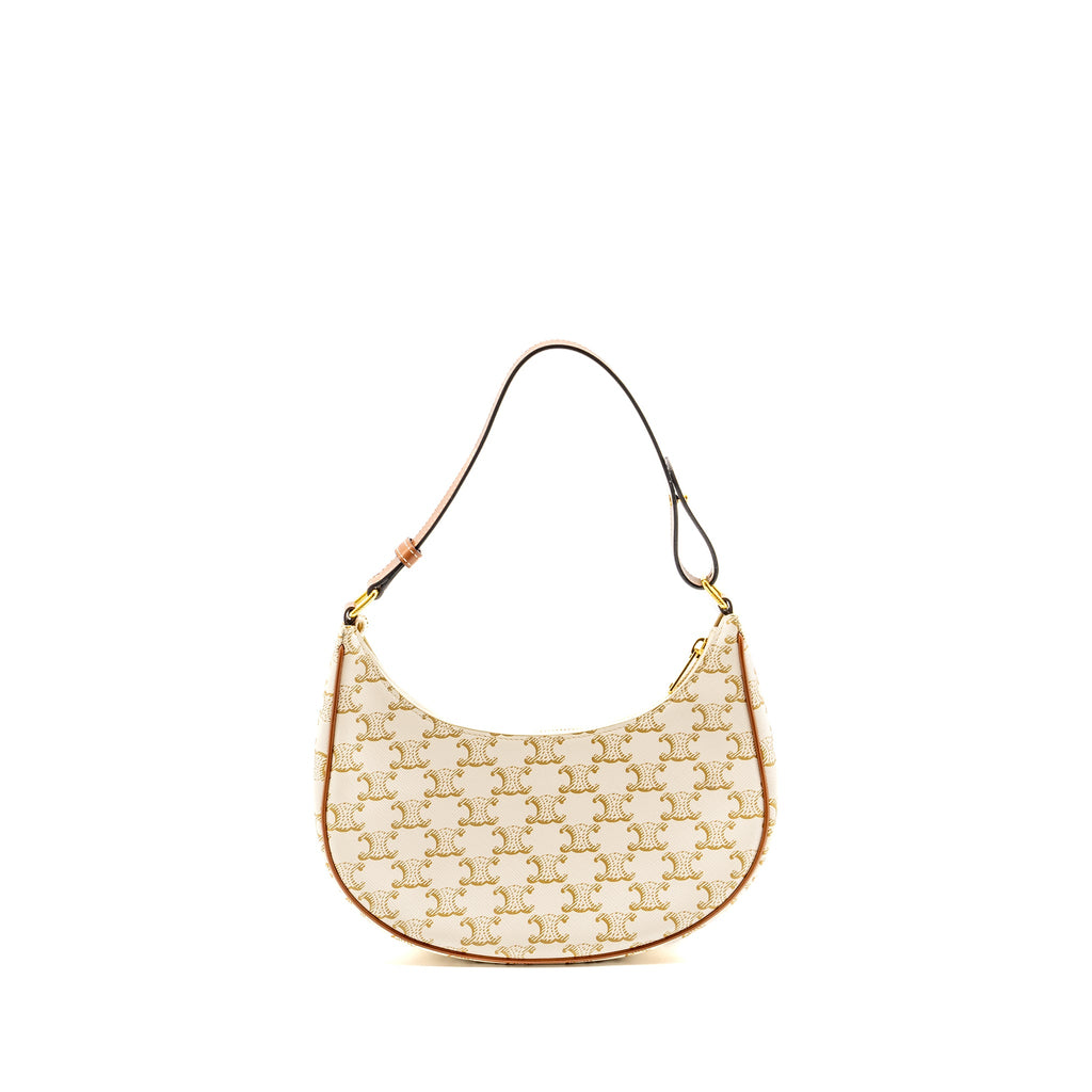 CELINE MEDIUM AVA BAG TRIOMPHE CANVAS/CALFSKIN WHITE/BROWN GHW