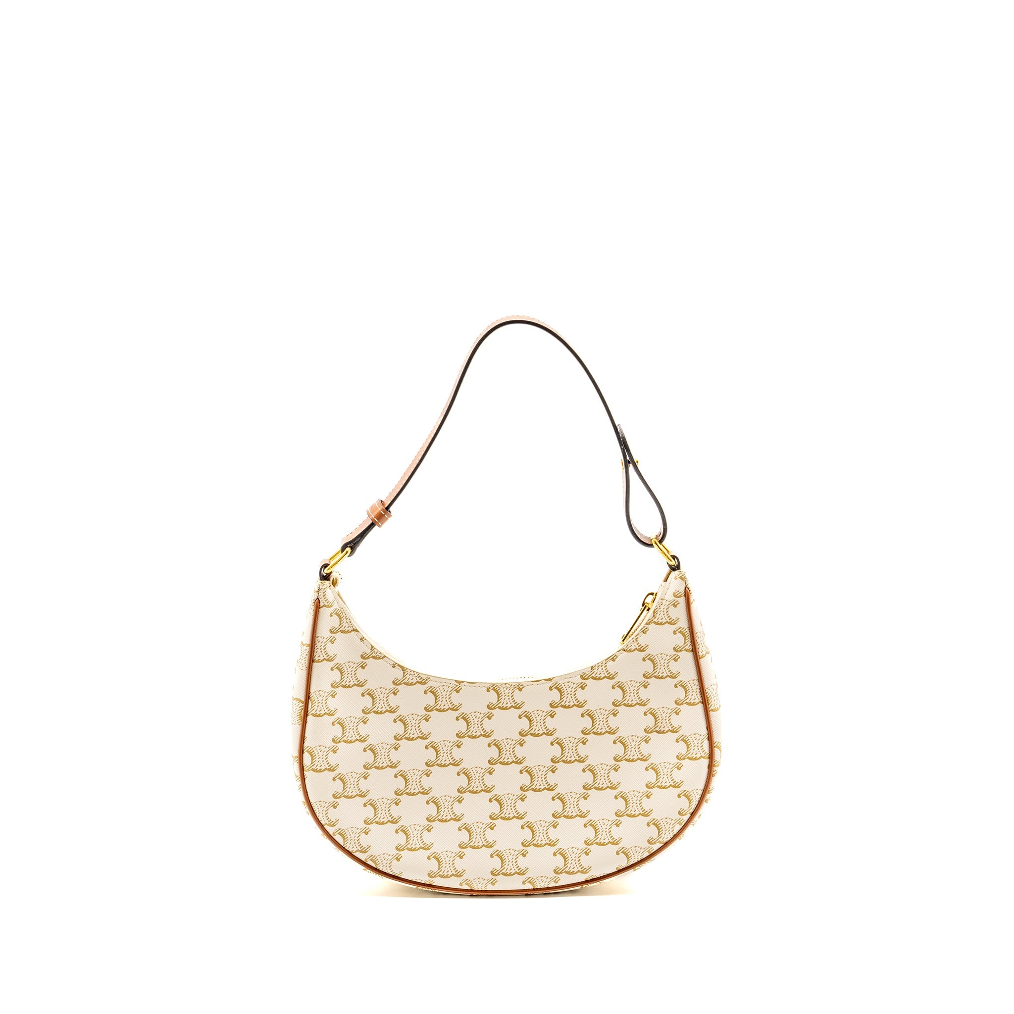 CELINE MEDIUM AVA BAG TRIOMPHE CANVAS/CALFSKIN WHITE/BROWN GHW