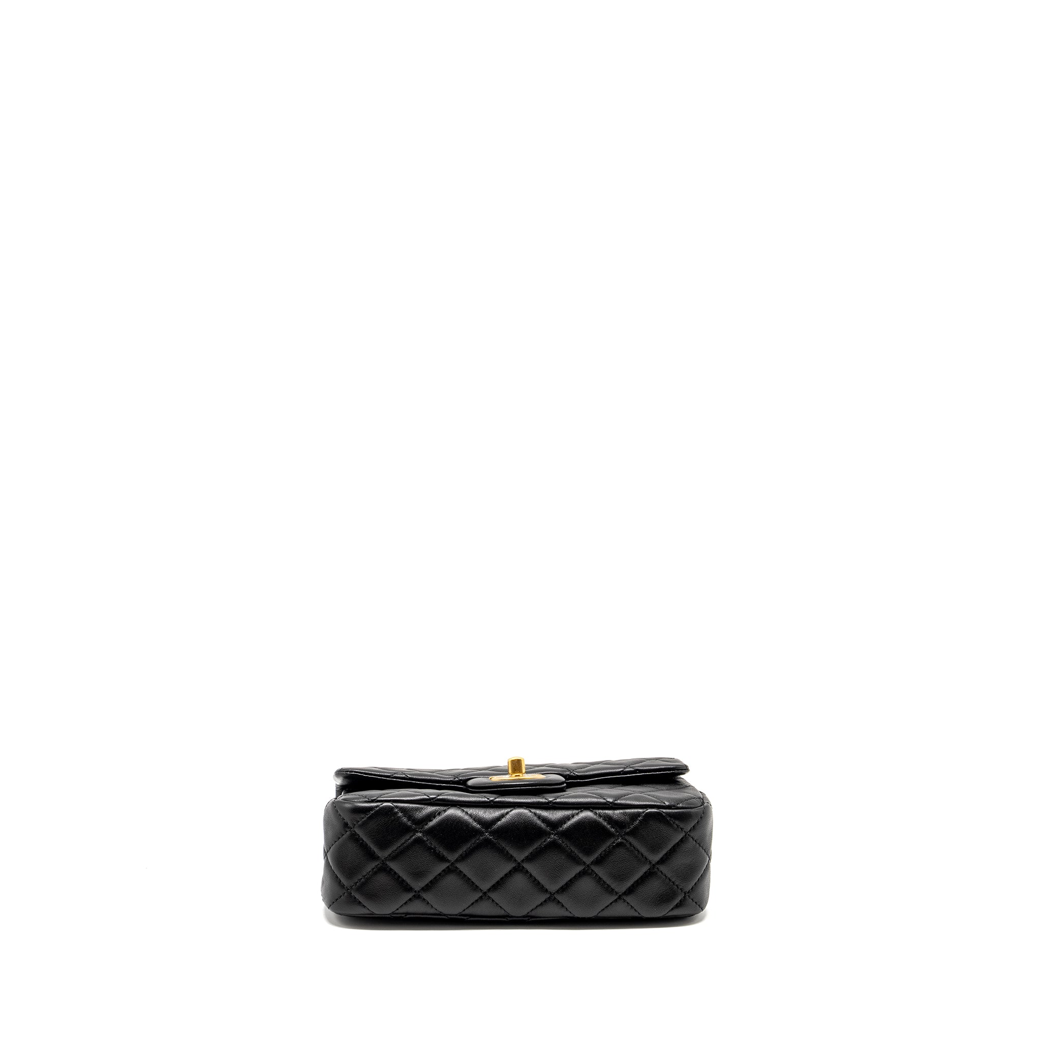 CHANEL PEARL CRUSH MINI RECTANGULAR FLAP BAG LAMBSKIN BLACK GHW (MICROCHIP)