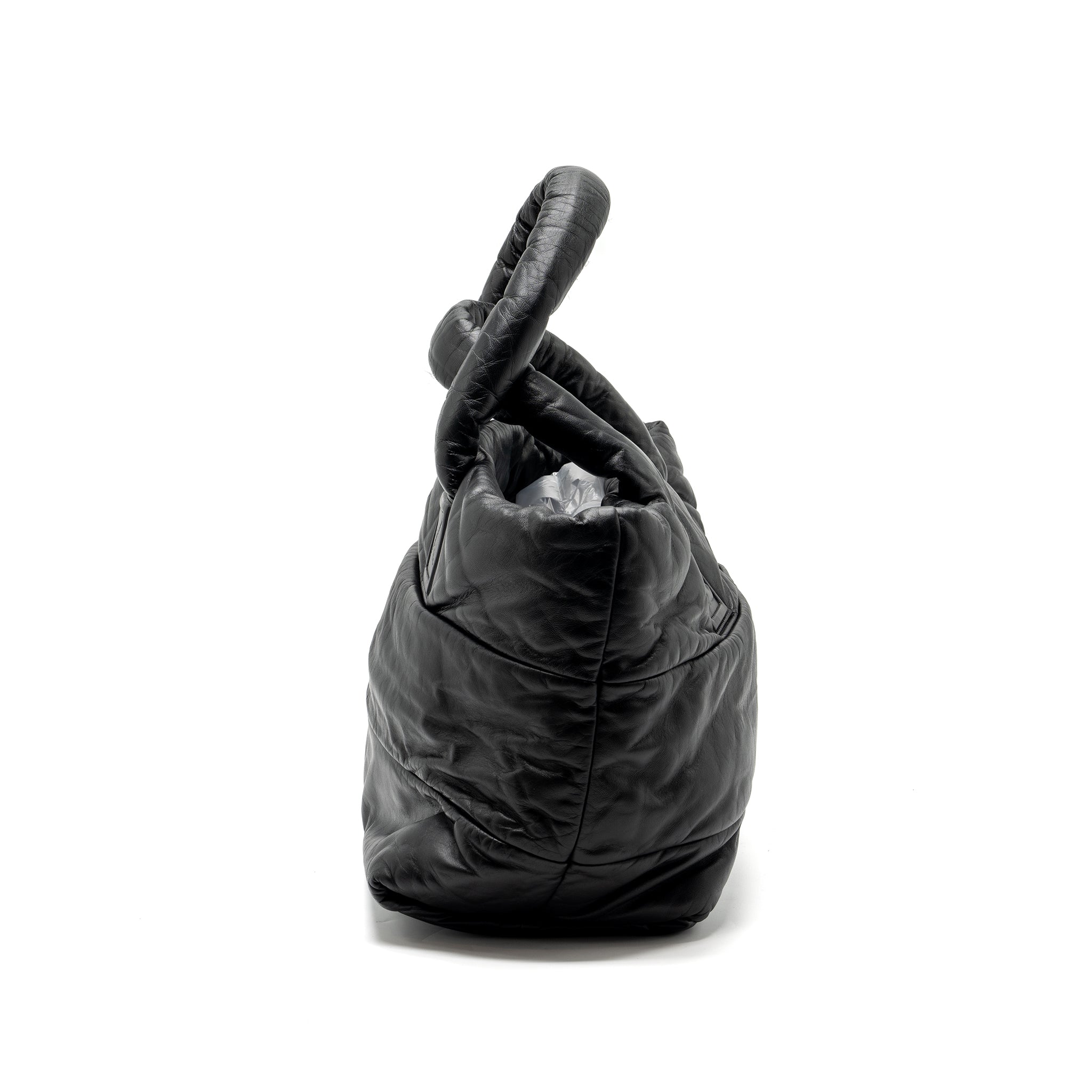 CHANEL PUFFY DOWN DOWN TOTE BAG LAMBSKIN BLACK SHW