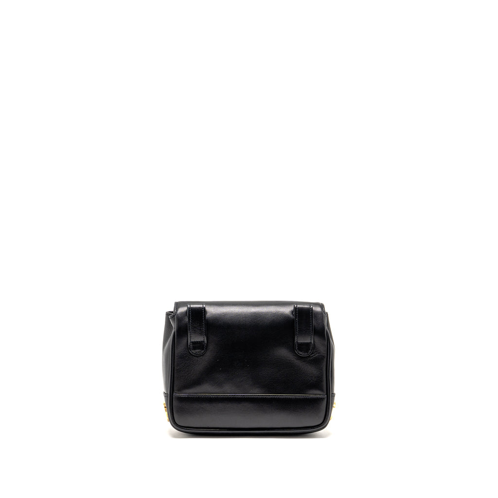 CHANEL VINTAGE CC LOGO FLAP BELT BAG SMOOTH CALFSKIN BLACK GHW