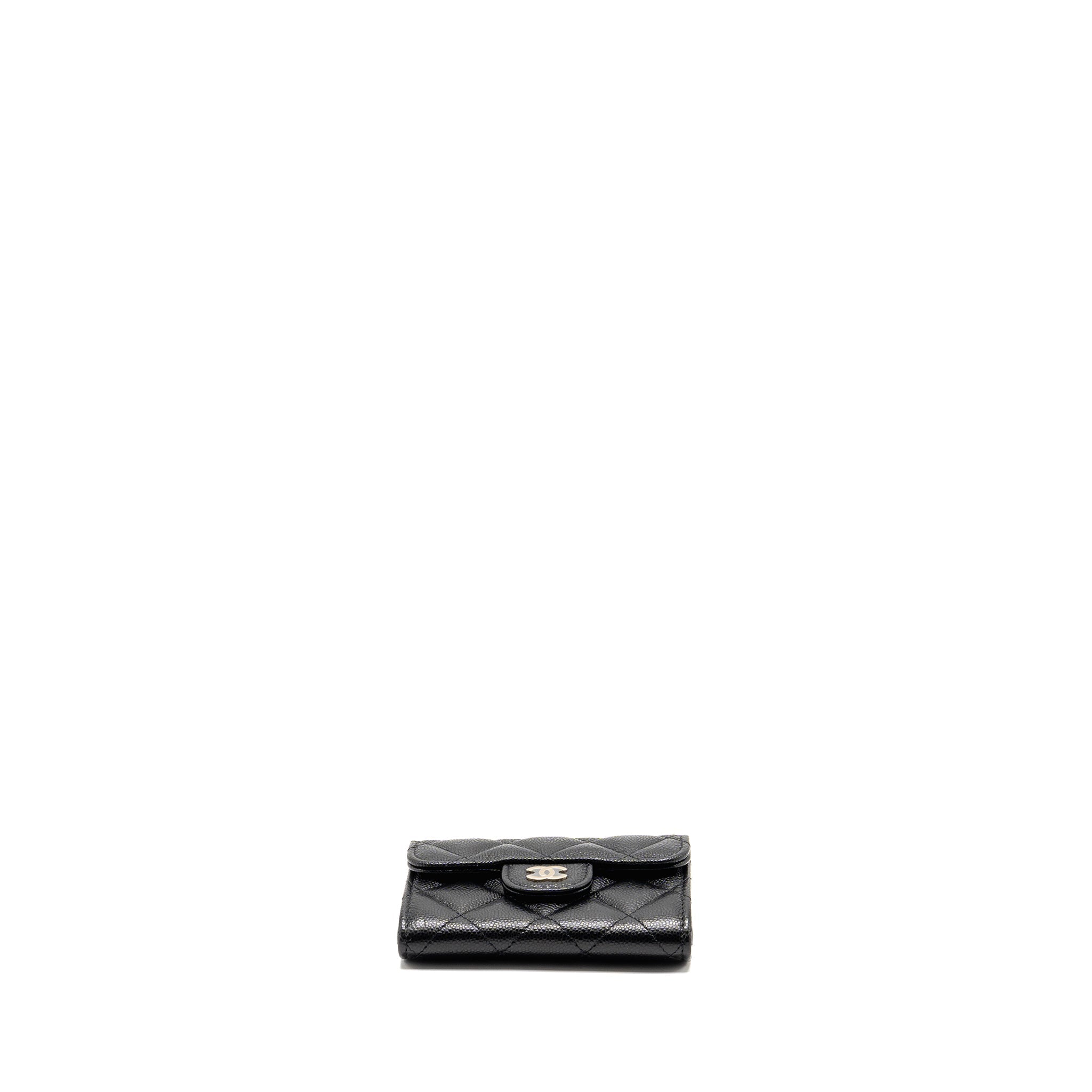 CHANEL CLASSIC FLAP CARD HOLDER CAVIAR BLACK LGHW (MICROCHIP)