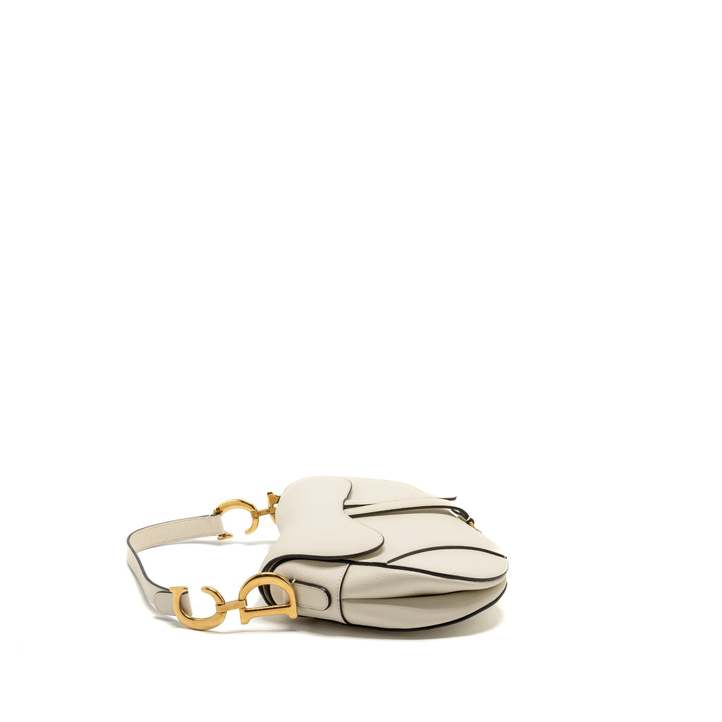 DIOR MEDIUM SADDLE BAG CALFSKIN WHITE GHW