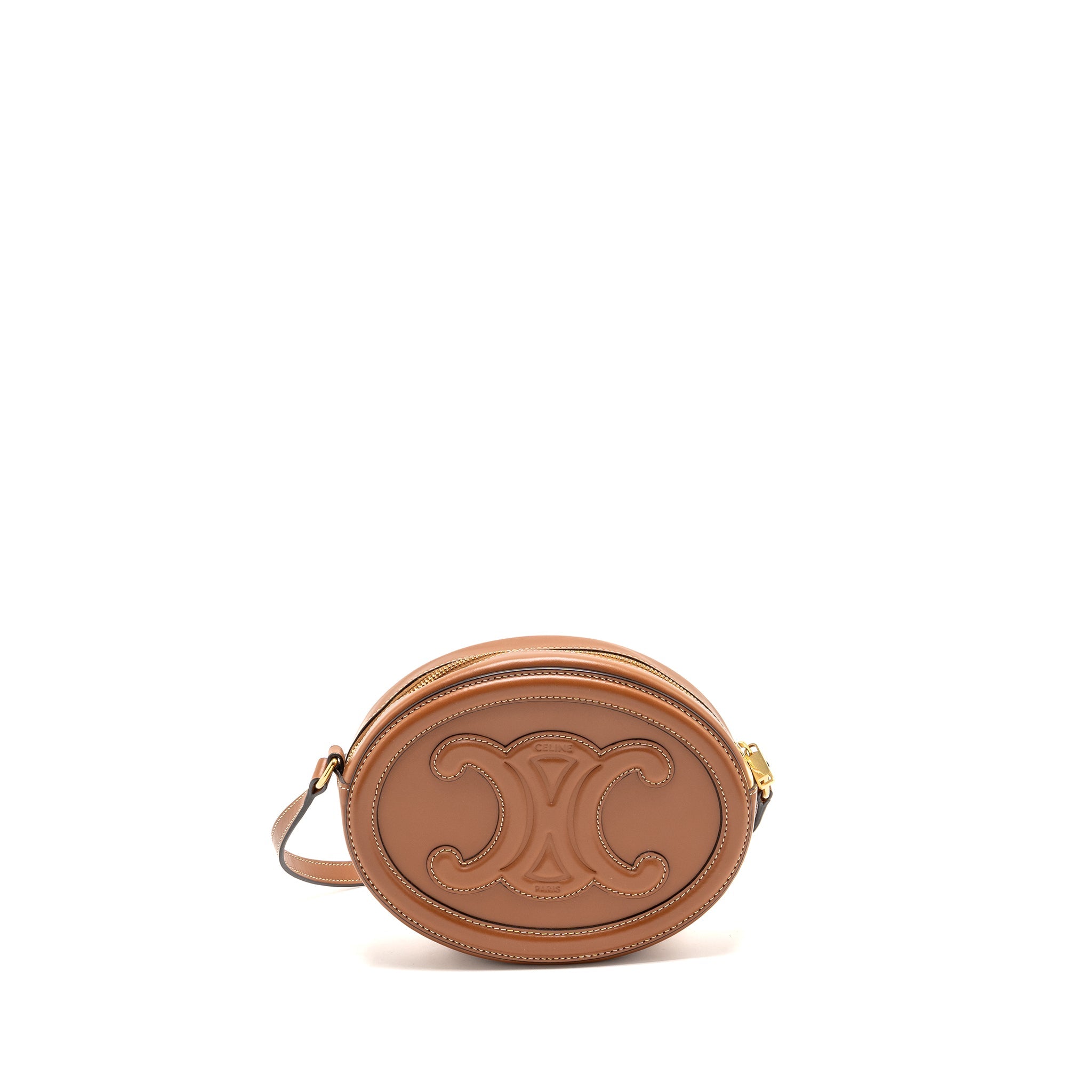 CELINE OVAL BAG TRIOMPHE SMOOTH CALFSKIN TAN GHW