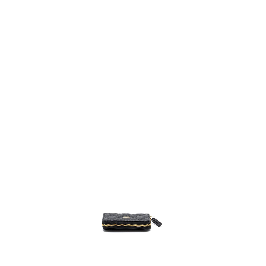 CHANEL QUILTED ZIPPER CARD HOLDER CAVIAR BLACK GHW (MICROCHIP)