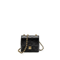 CHANEL 22K RETRO NEW CLASSIC SQUARE MINI FLAP BAG GOATSKIN BLACK BRUSHED GHW (MICROCHIP)