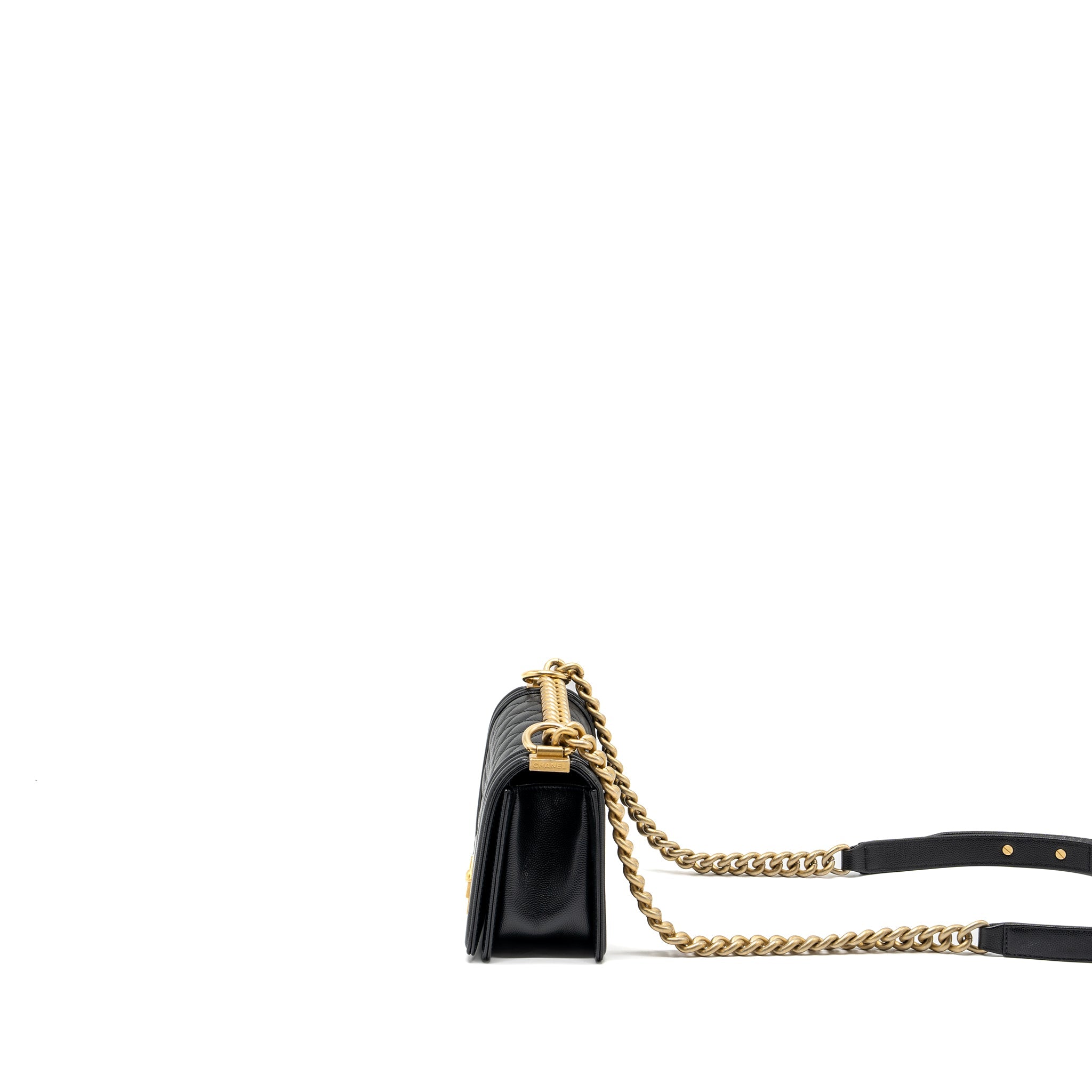 CHANEL SMALL BOY BAG CAVIAR BLACK GHW (MICROCHIP)
