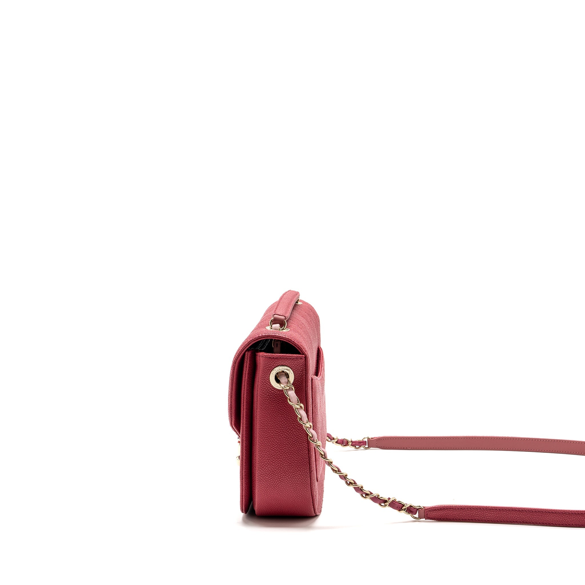 CHANEL GIANT CC LOGO MESSENGER BAG GRAINED CALFSKIN PINK LGHW