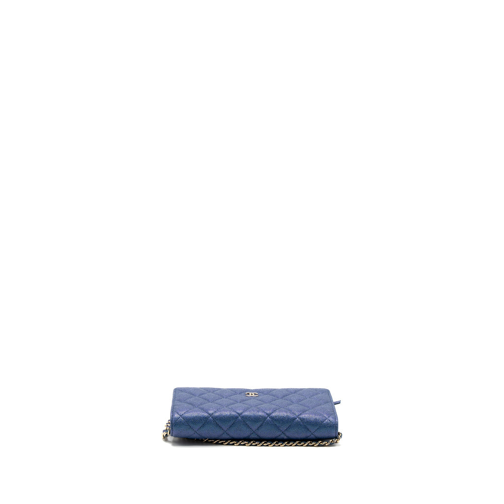 CHANEL CLASSIC WALLET ON CHAIN CAVIAR IRIDESCENT BLUE LGHW