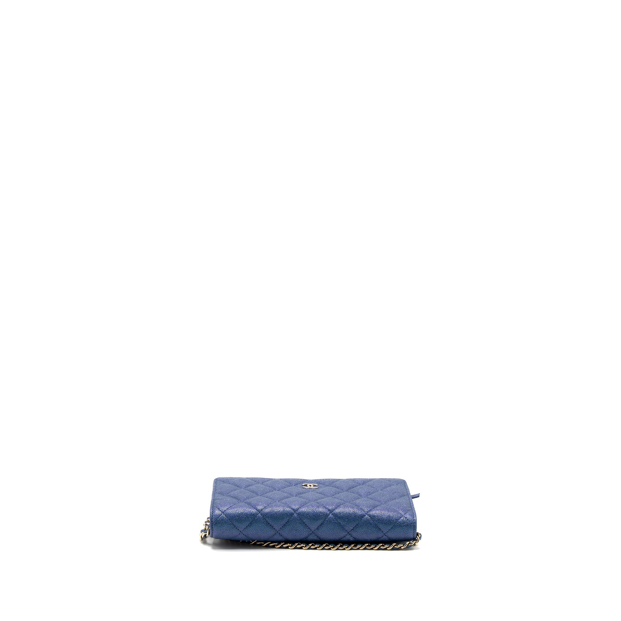 CHANEL CLASSIC WALLET ON CHAIN CAVIAR IRIDESCENT BLUE LGHW
