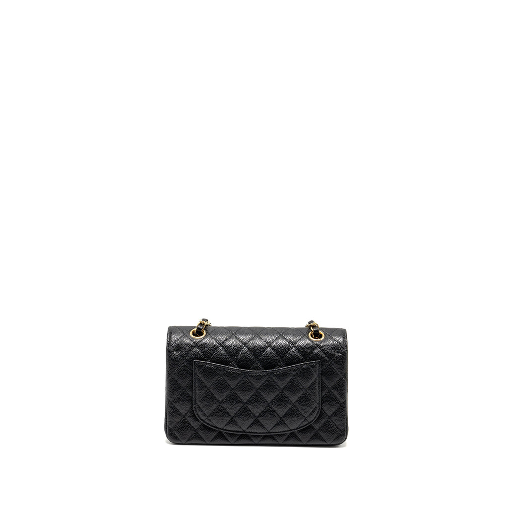 CHANEL SMALL CLASSIC DOUBLE FLAP BAG CAVIAR BLACK GHW(MICROCHIP)