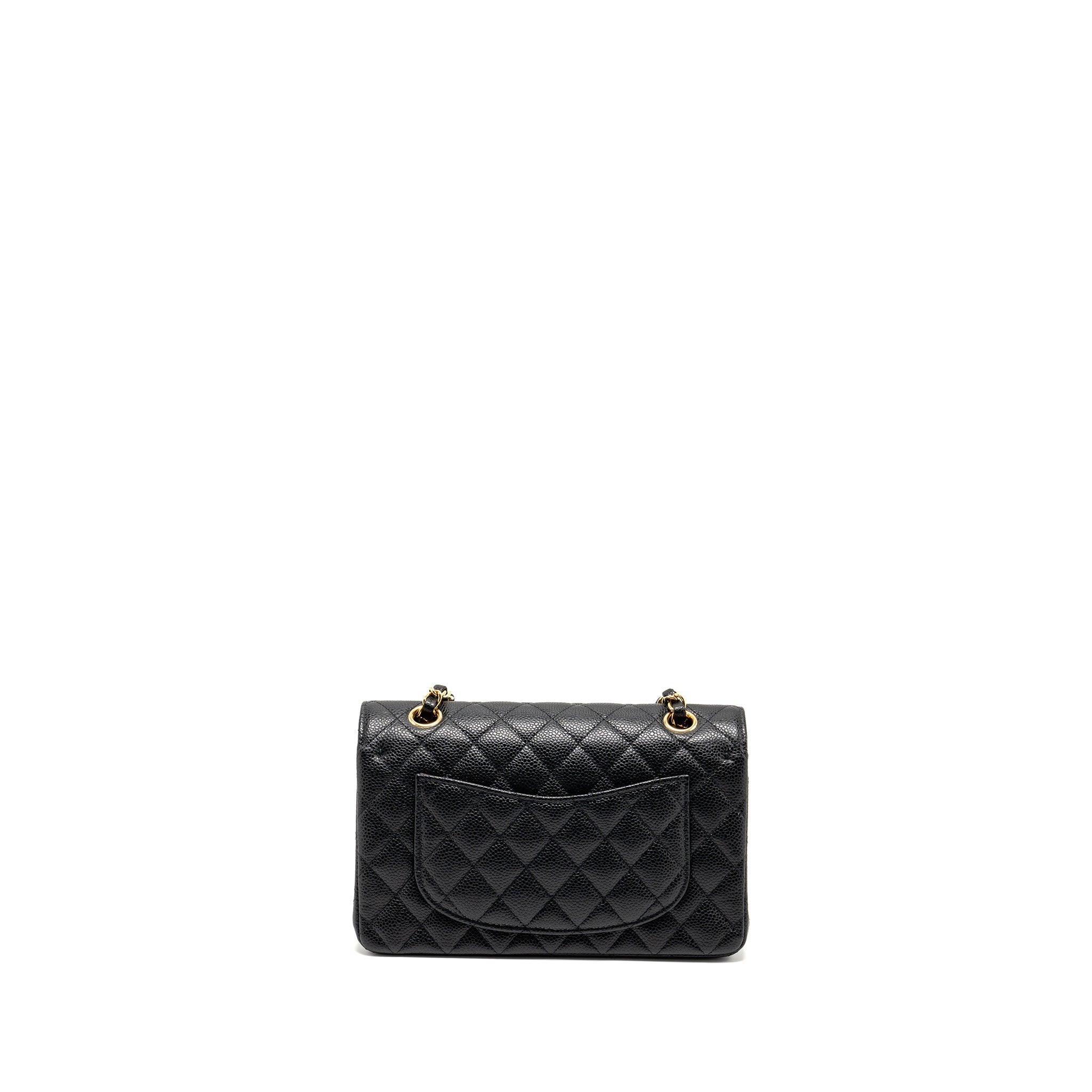 CHANEL SMALL CLASSIC DOUBLE FLAP BAG CAVIAR BLACK GHW(MICROCHIP)