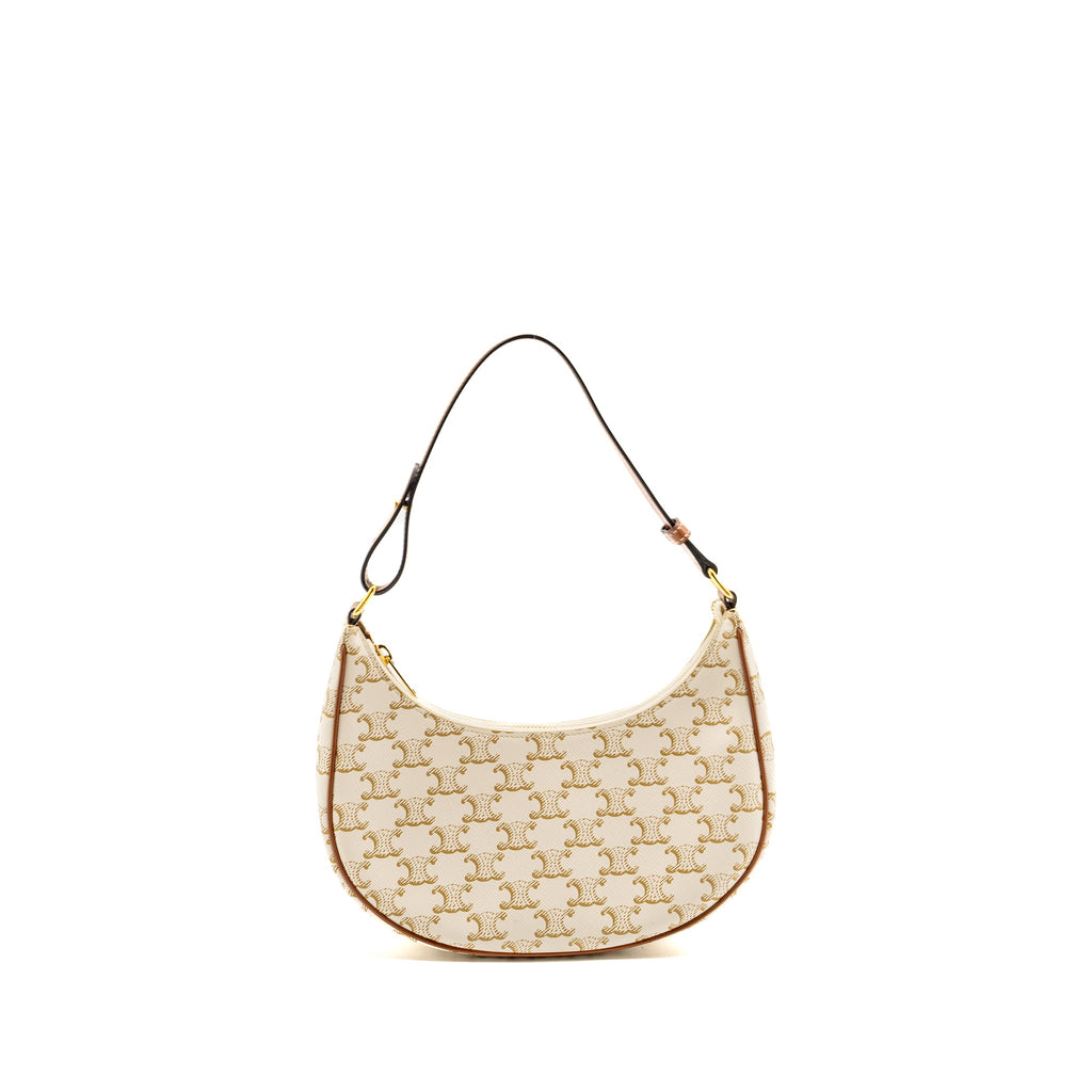 CELINE MEDIUM AVA BAG TRIOMPHE CANVAS/CALFSKIN WHITE/BROWN GHW