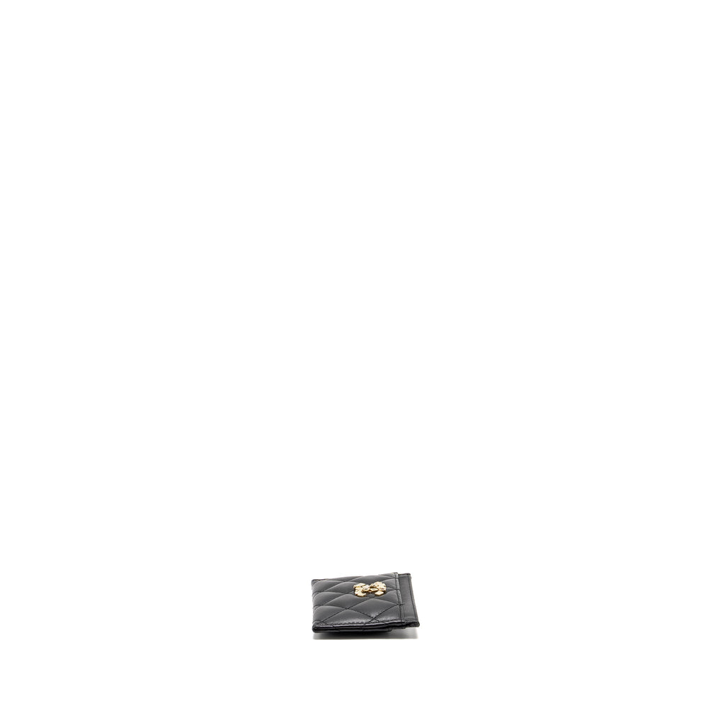 CHANEL DETAIL CC LOGO CARD HOLDER LAMBSKIN BLACK LGHW (MICROCHIP)