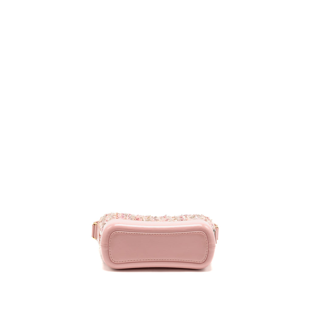 CHANEL SMALL GABRIELLE HOBO BAG TWEED/SHINY CALFSKIN PINK MULTICOLOURED HARDWARE