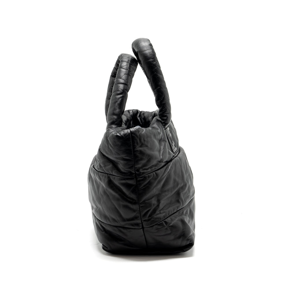 CHANEL PUFFY DOWN DOWN TOTE BAG LAMBSKIN BLACK SHW