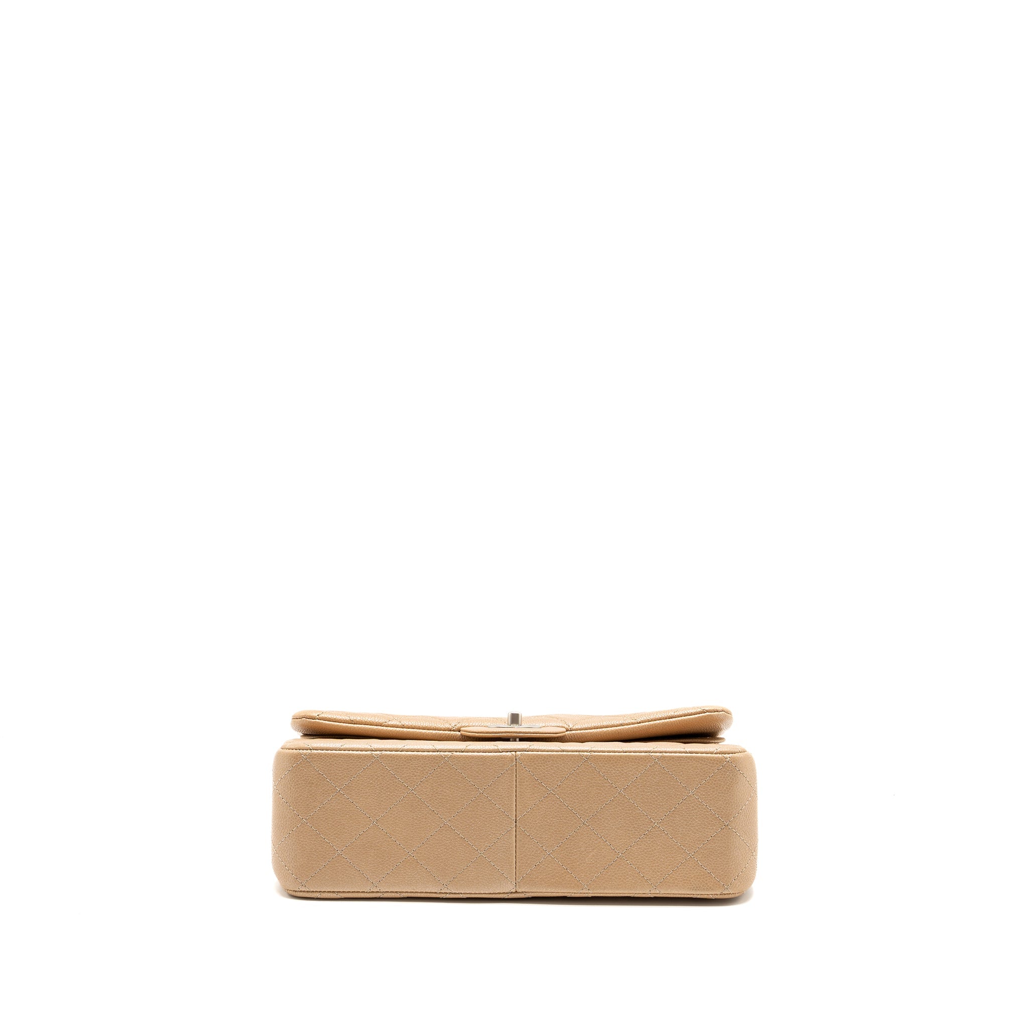 CHANEL CLASSIC JUMBO DOUBLE FLAP BAG CAVIAR IRIDESCENT BEIGE BRUSHED SHW