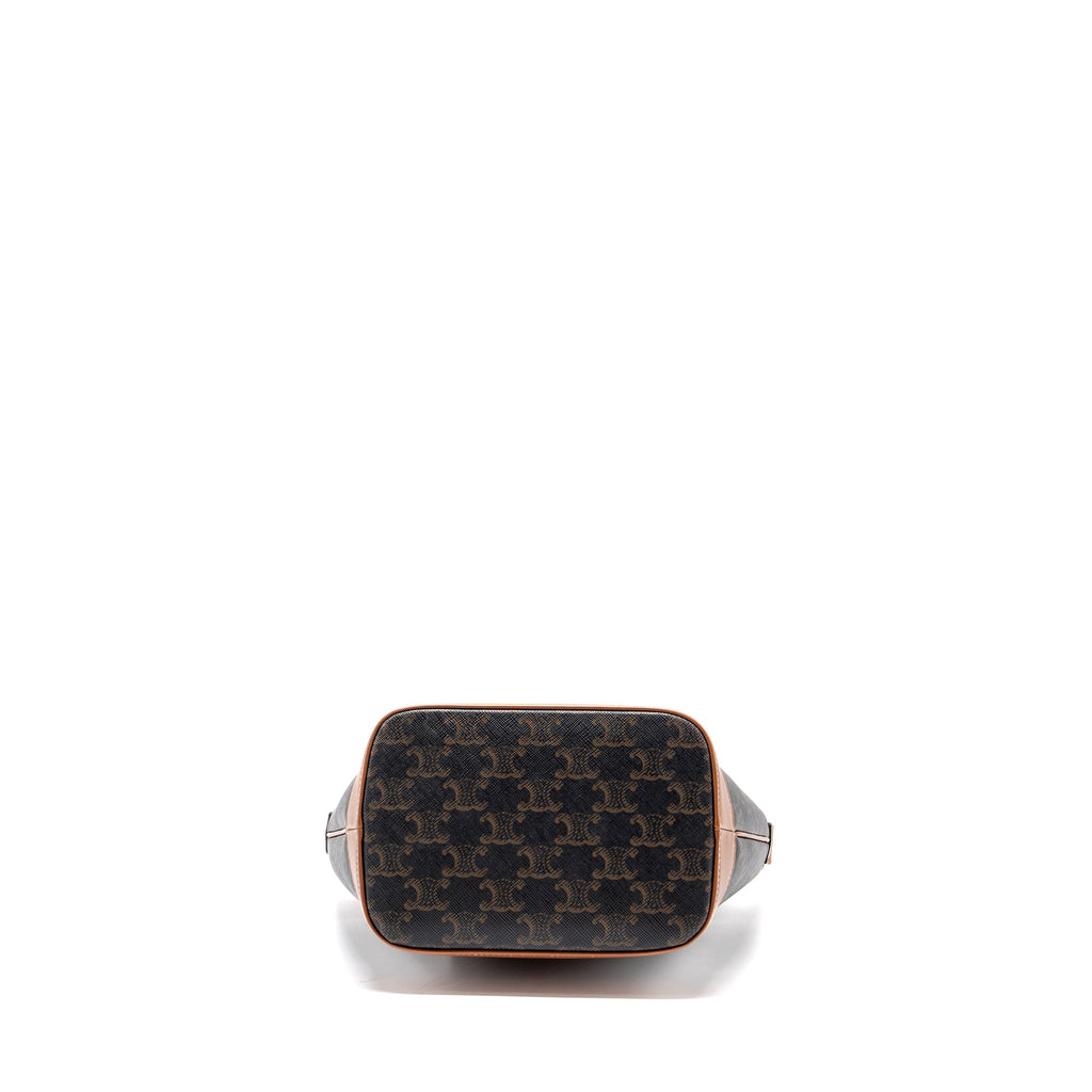 CELINE SMALL BUCKET BAG TRIOMPHE CANVAS/ LEATHER GHW