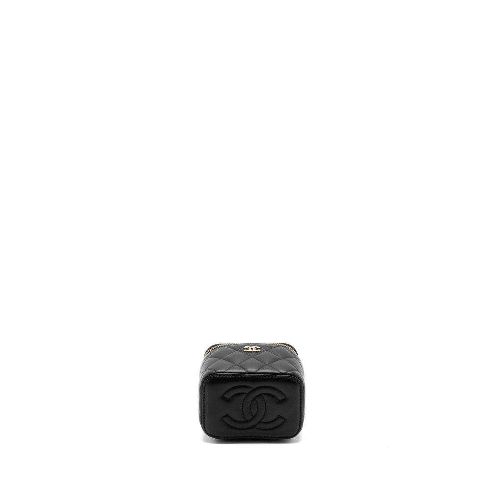 CHANEL PEARL CRUSH MINI VANITY CASE LAMBSKIN BLACK LGHW(MICROCHIP)