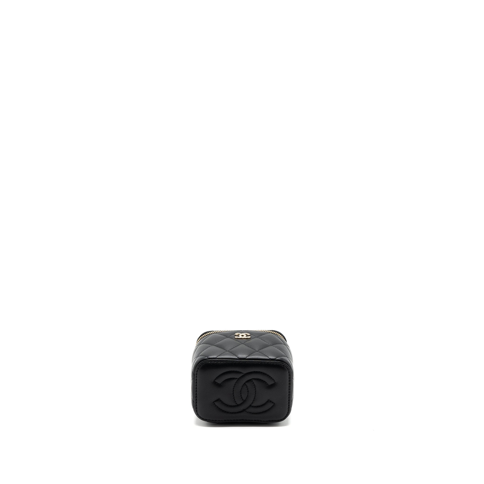 CHANEL PEARL CRUSH MINI VANITY CASE LAMBSKIN BLACK LGHW(MICROCHIP)