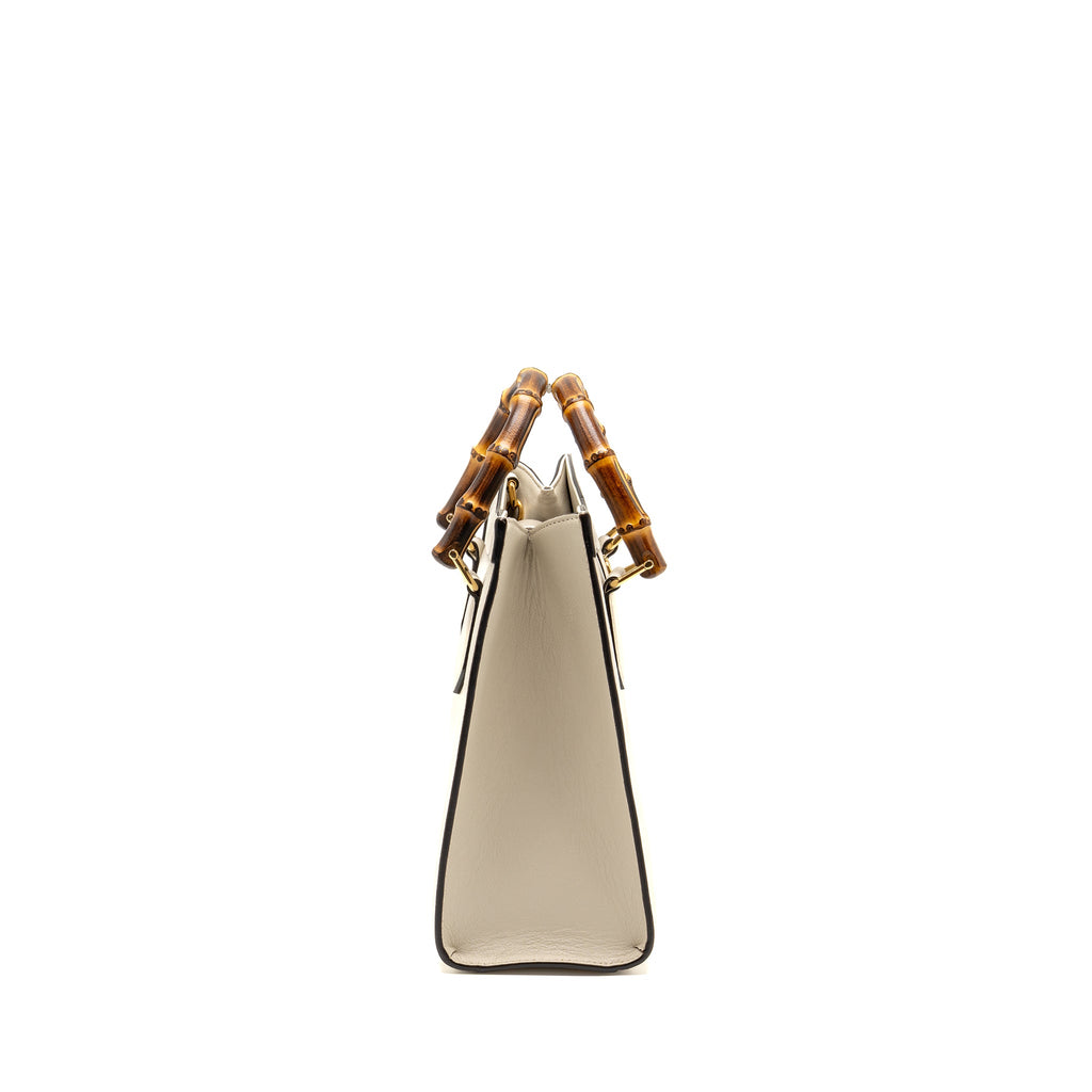 GUCCI SMALL DIANA TOTE BAG CALFSKIN WHITE GHW