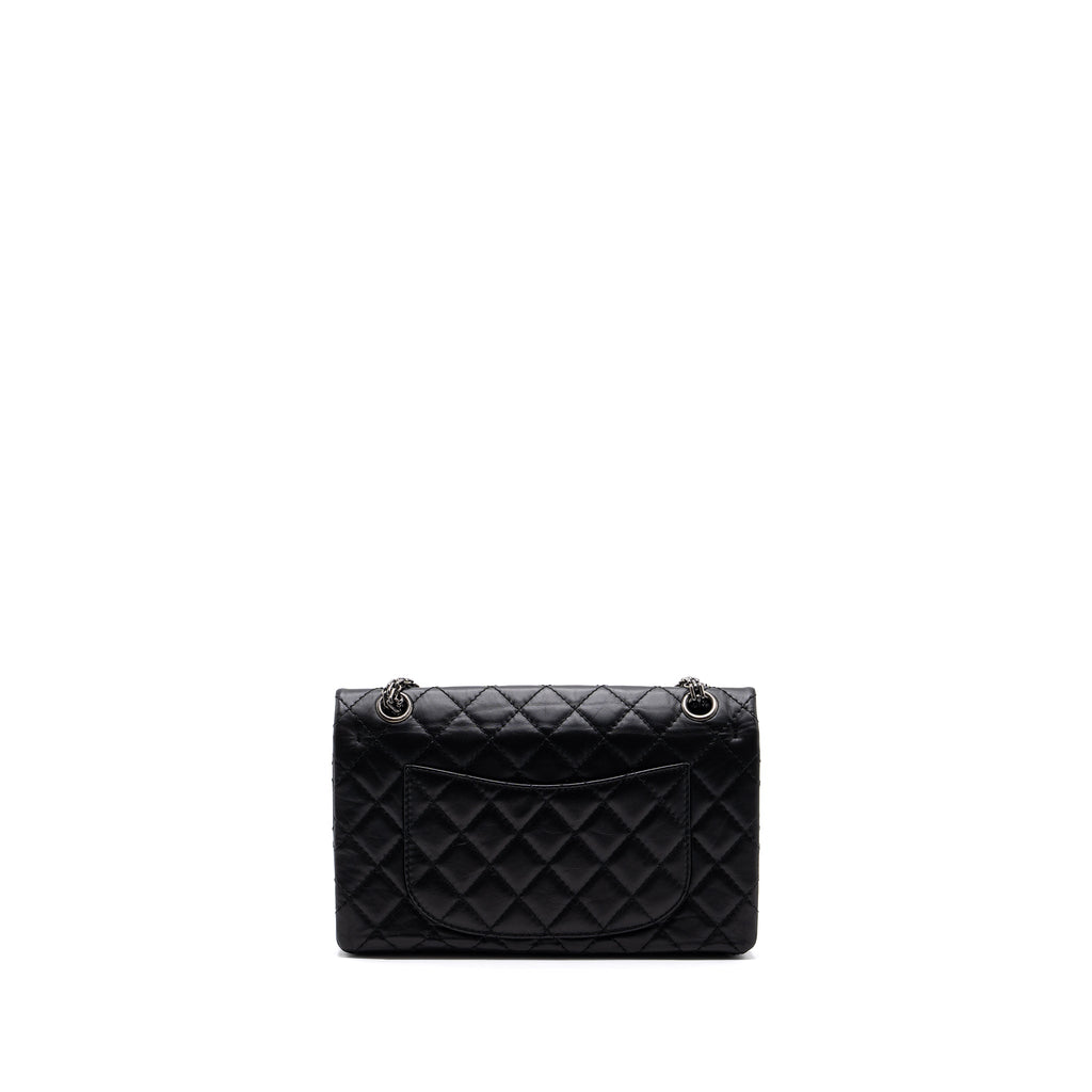 CHANEL 2.55 SMALL REISSUE FLAP  BAG AGED CALFSKIN BLACK RUTHENIUM HARDWARE
