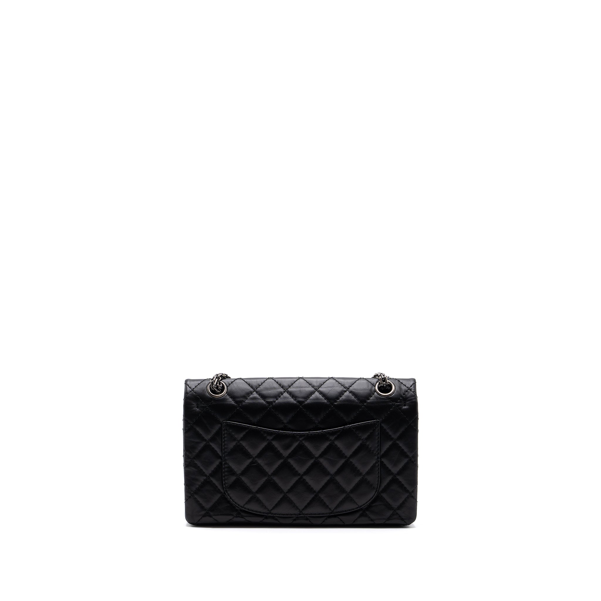 CHANEL 2.55 SMALL REISSUE FLAP  BAG AGED CALFSKIN BLACK RUTHENIUM HARDWARE