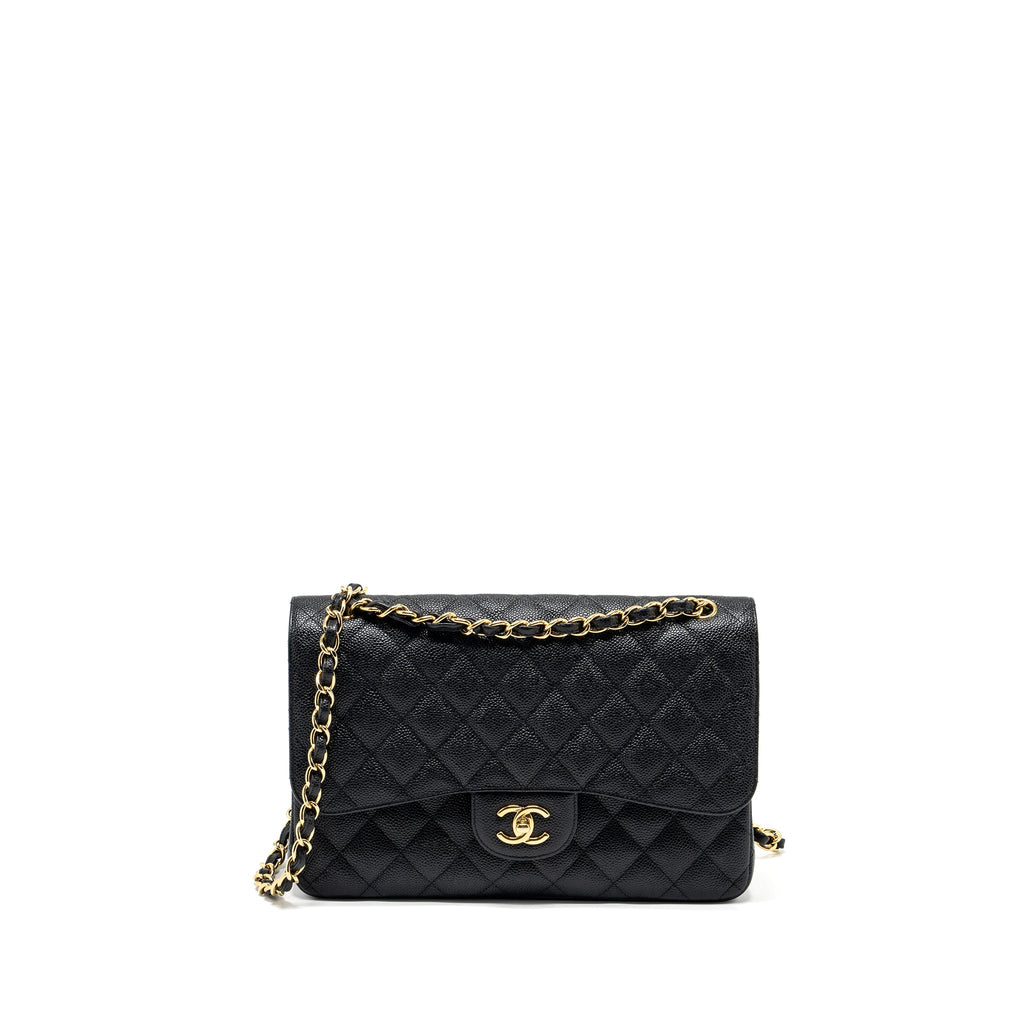 CHANEL CLASSIC JUMBO DOUBLE FLAP BAG CAVIAR BLACK GHW