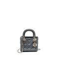 DIOR MINI LADY DIOR LAMBSKIN IRIDESCENT GREY SHW