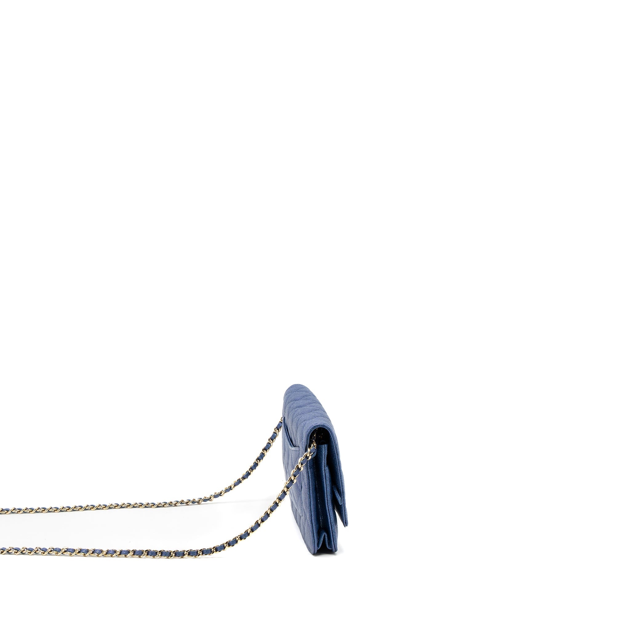 CHANEL CLASSIC WALLET ON CHAIN CAVIAR IRIDESCENT BLUE LGHW