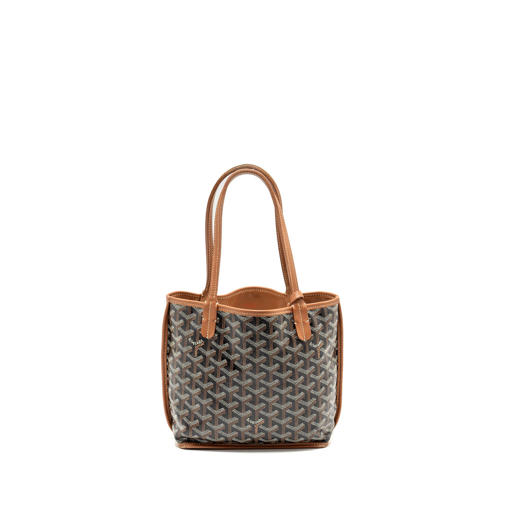 GOYARD MINI ANJOUR TOTE BAG GOYARDLINE CANVAS BROWN SHW