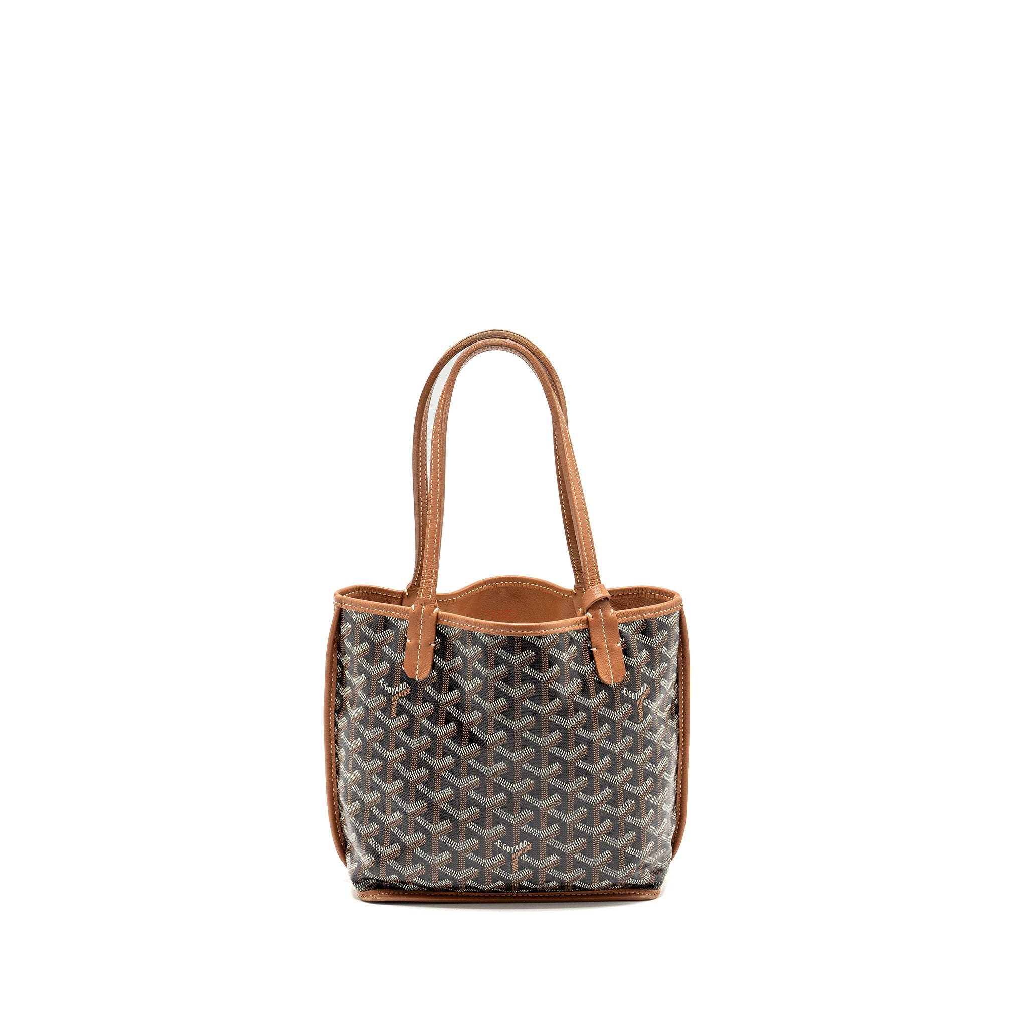 GOYARD MINI ANJOUR TOTE BAG GOYARDLINE CANVAS BROWN SHW