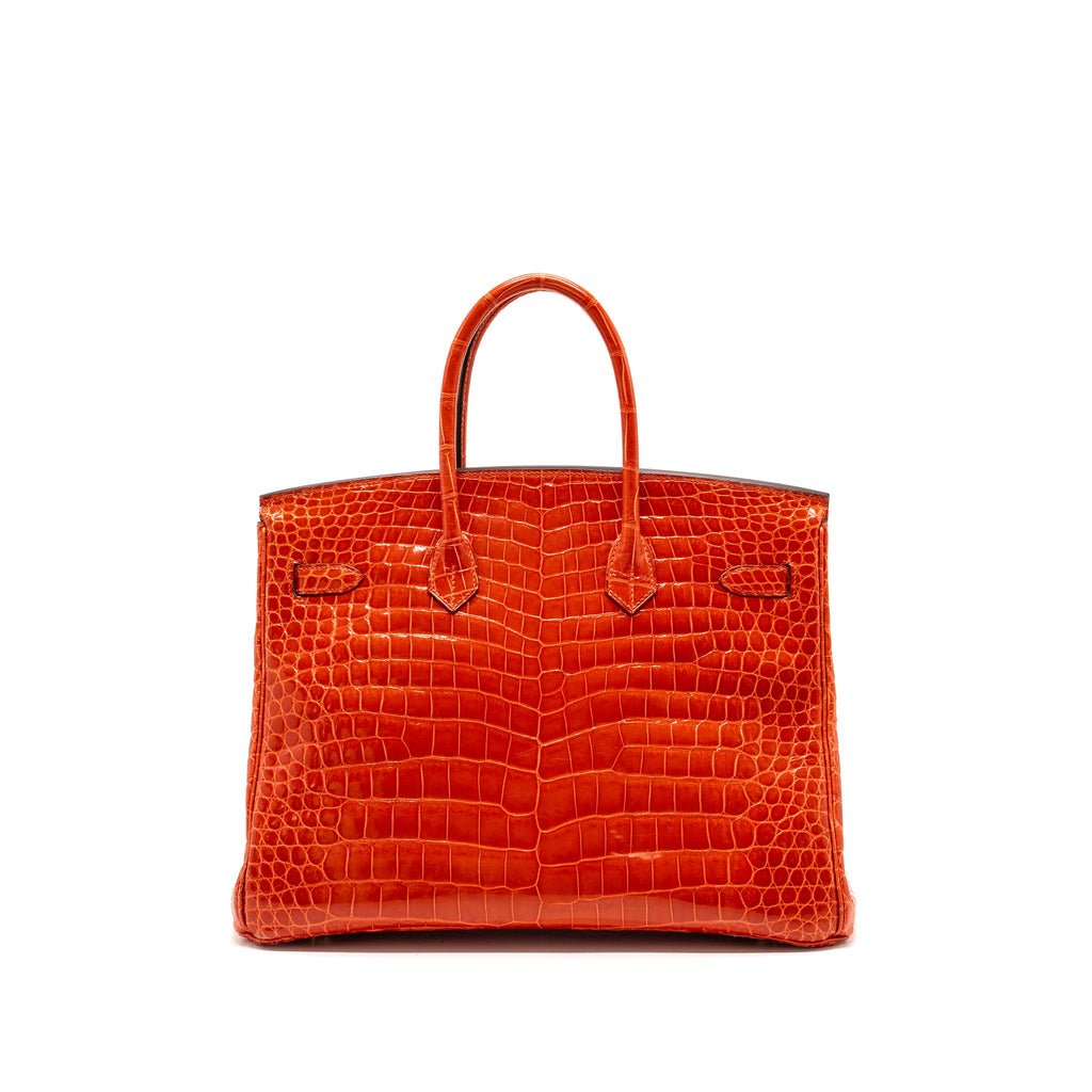 HERMES BIRKIN 35 SHINY CROCODILE POROSUS FEU GHW