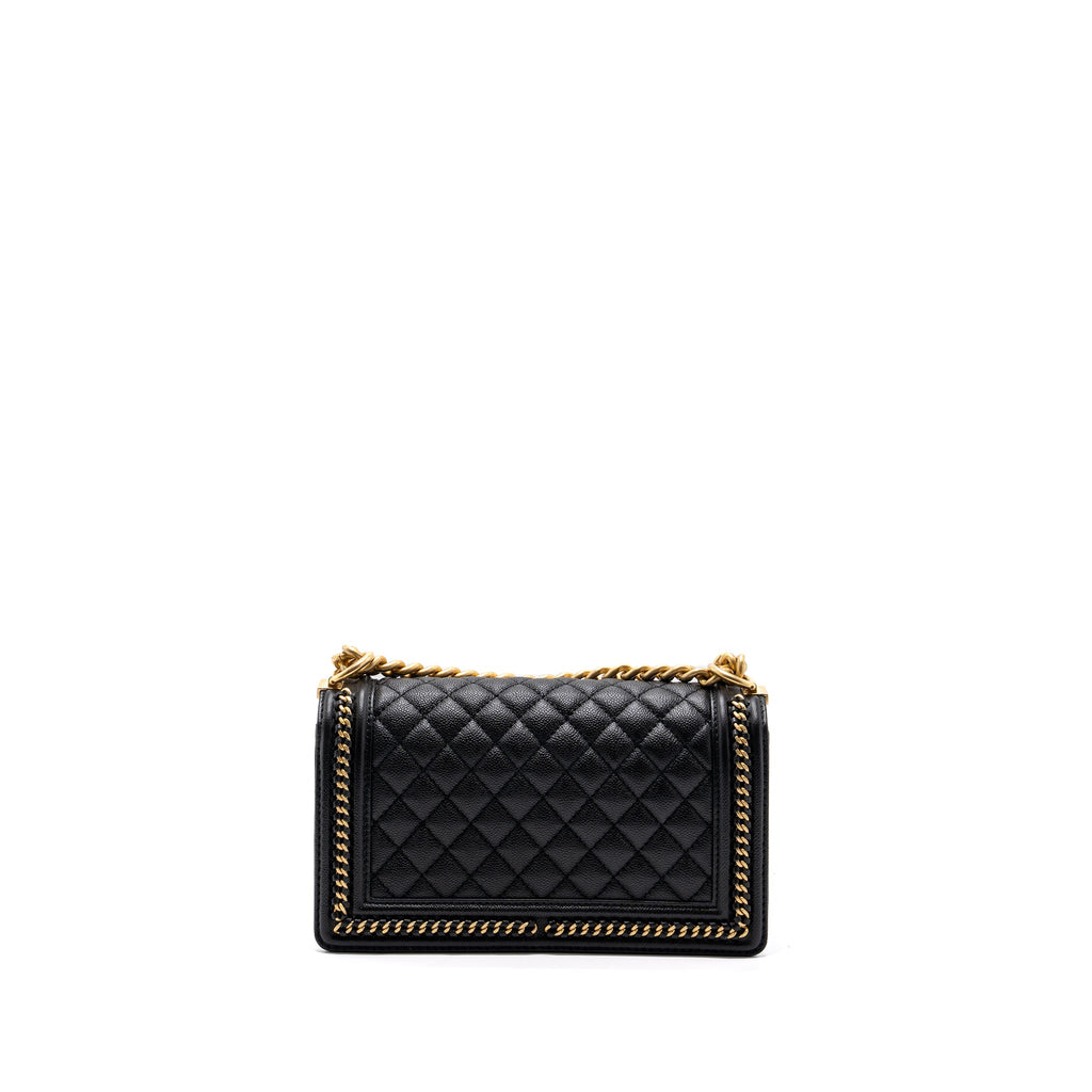 CHANEL MEDIUM BOY BAG LIMITED EDITION CAVIAR BLACK GHW (MICROCHIP)