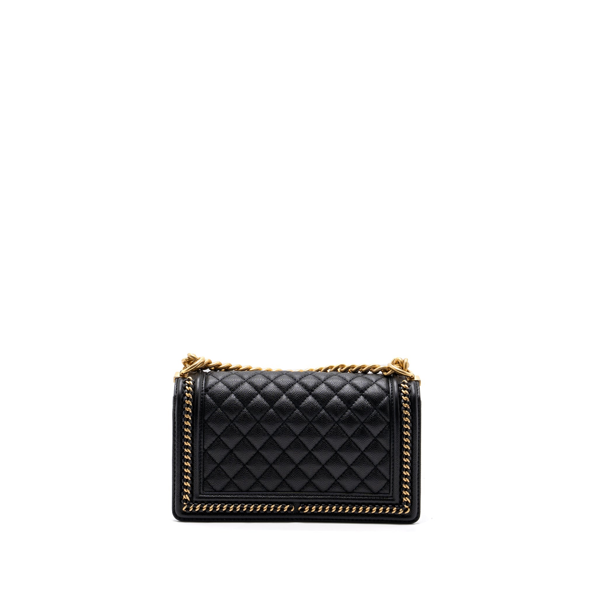 CHANEL MEDIUM BOY BAG LIMITED EDITION CAVIAR BLACK GHW (MICROCHIP)