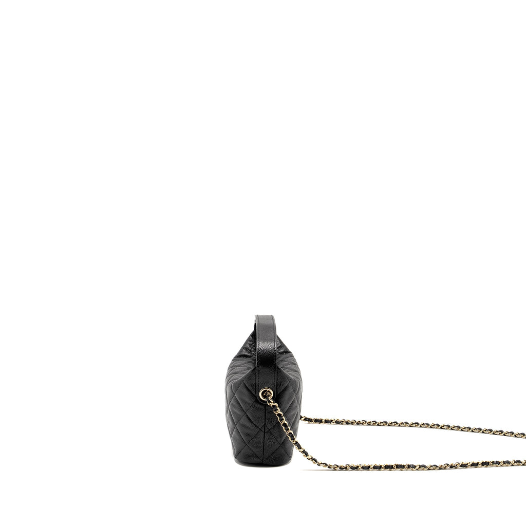 CHANEL 25C QUILTED HOBO BAG CAVIAR BLACK GHW (MICROCHIP)