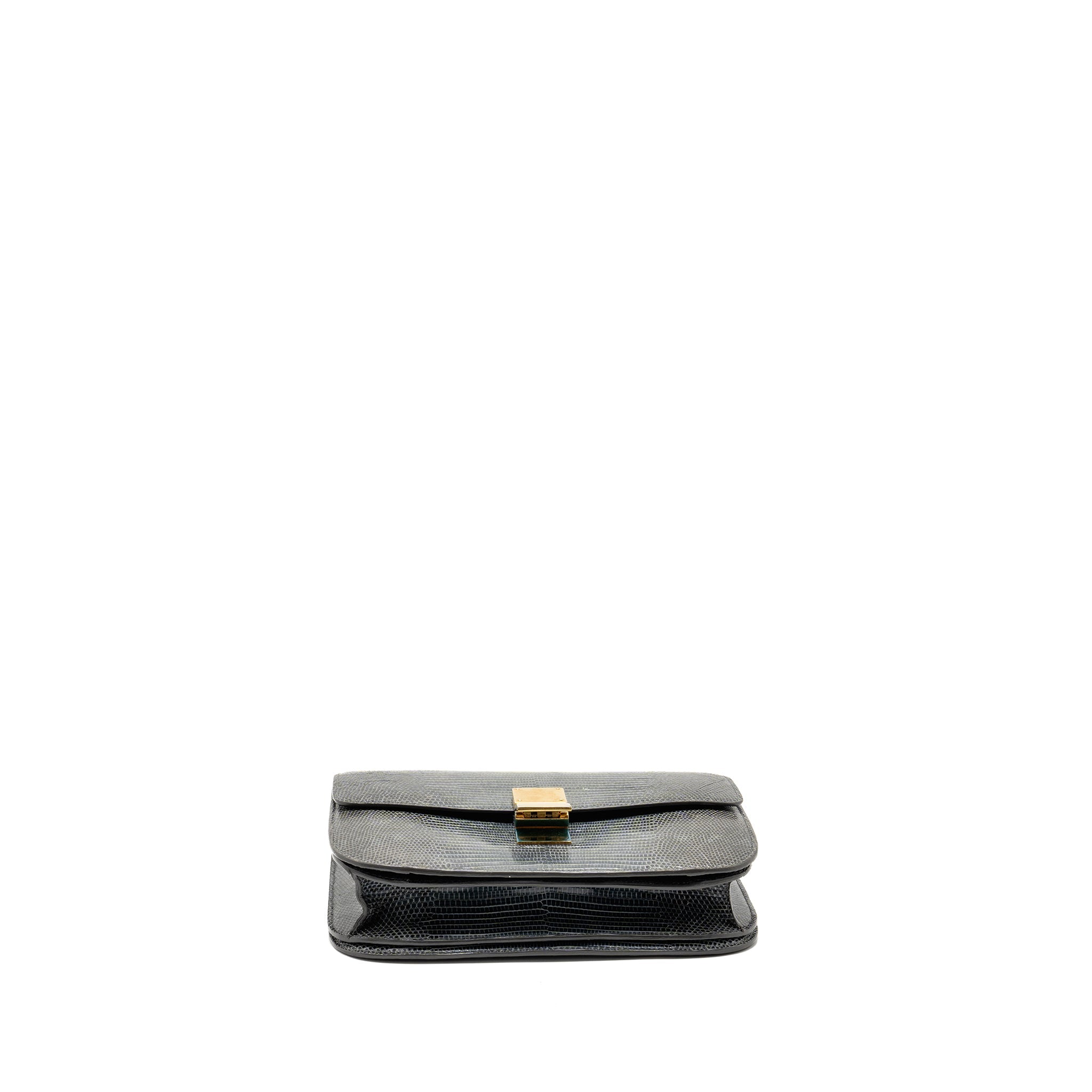 CELINE MEDIUM BOX BAG LIZARD GREY GHW