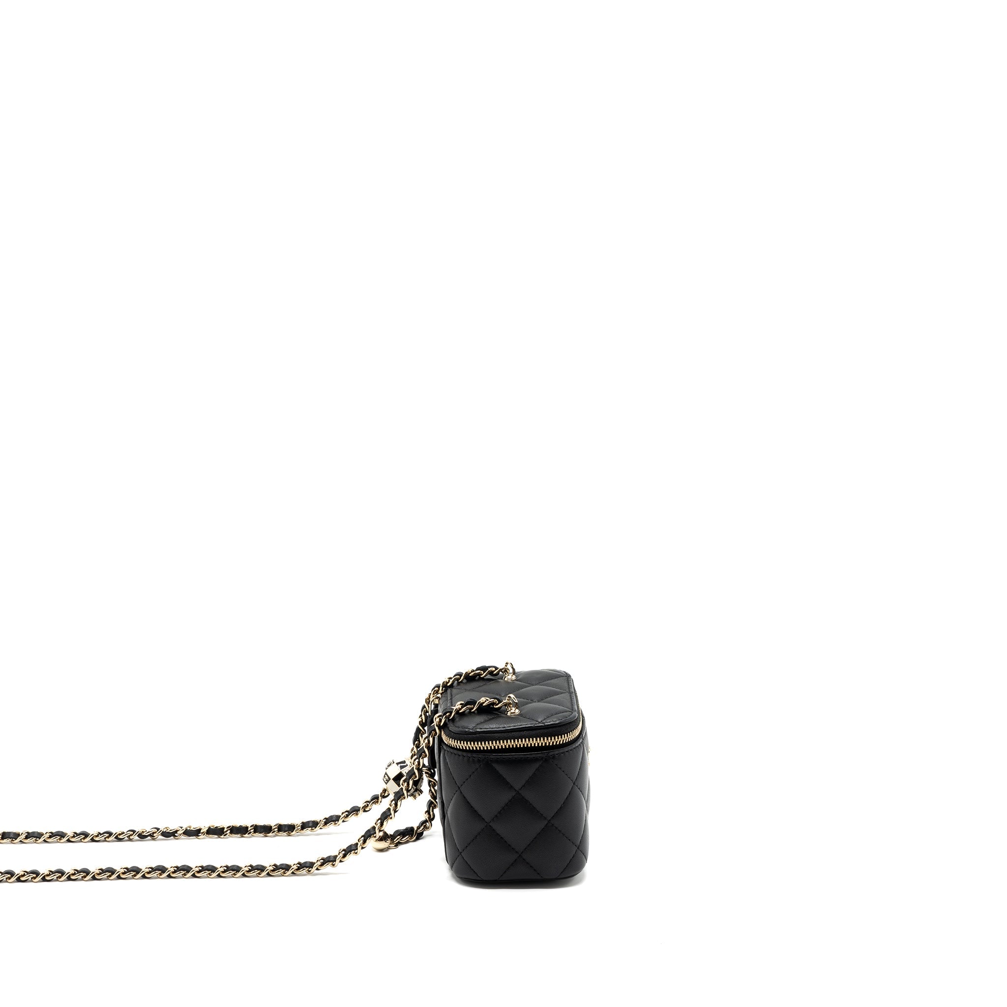 CHANEL PEARL CRUSH MINI VANITY CASE LAMBSKIN BLACK LGHW(MICROCHIP)