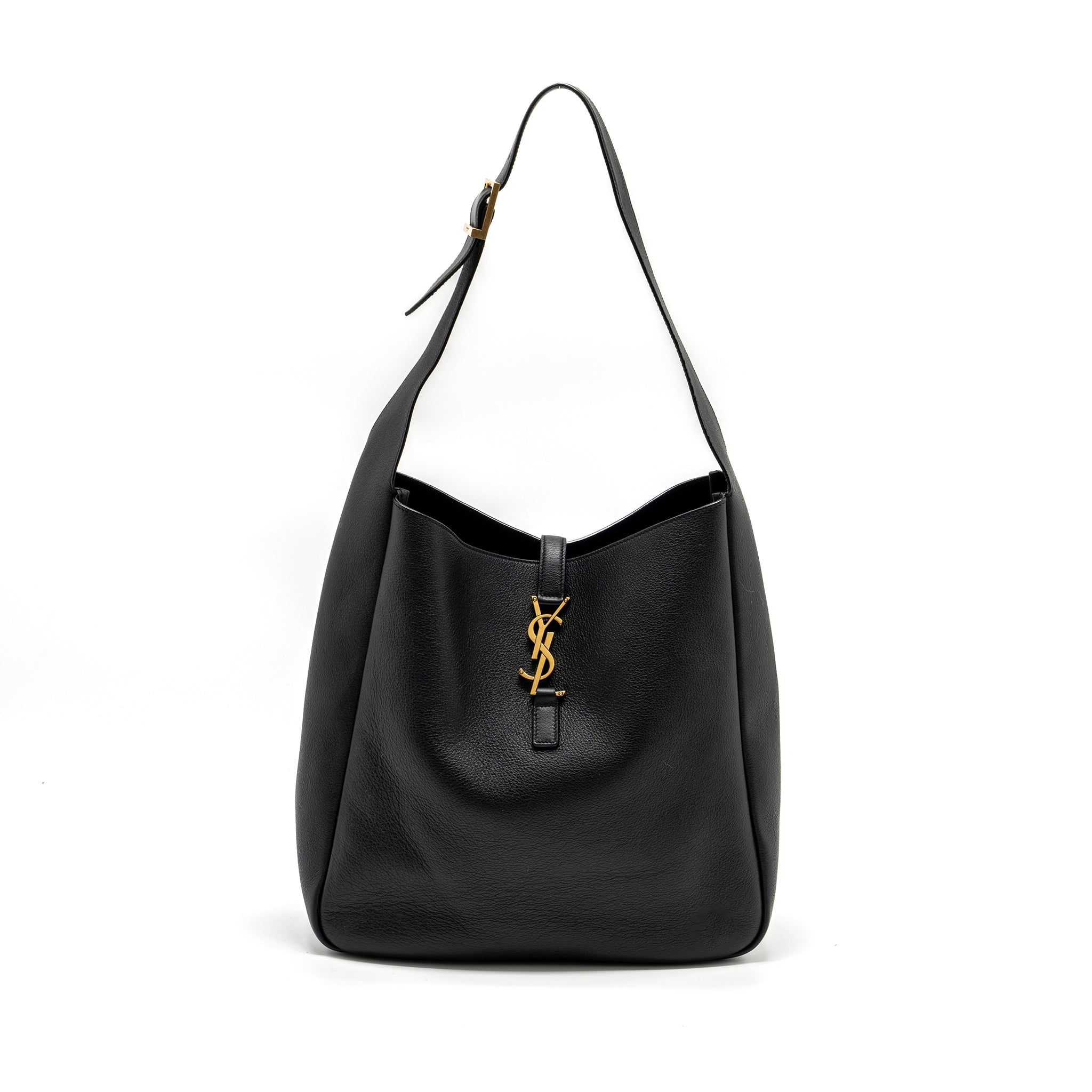 SAINT LAURENT/YSL LE 5 A 7 SUPPLE LARGE SMOOTH CALFSKIN BLACK GHW