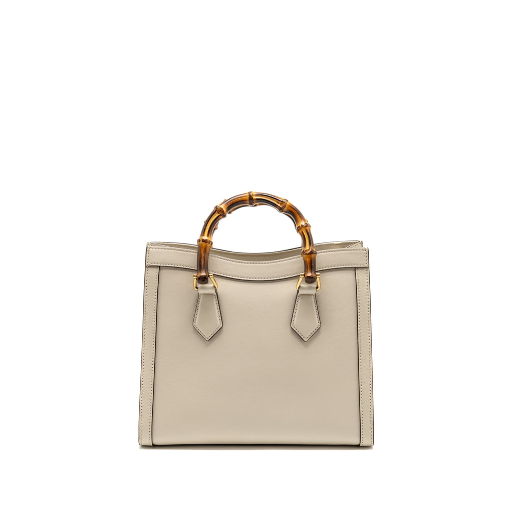 GUCCI SMALL DIANA TOTE BAG CALFSKIN WHITE GHW