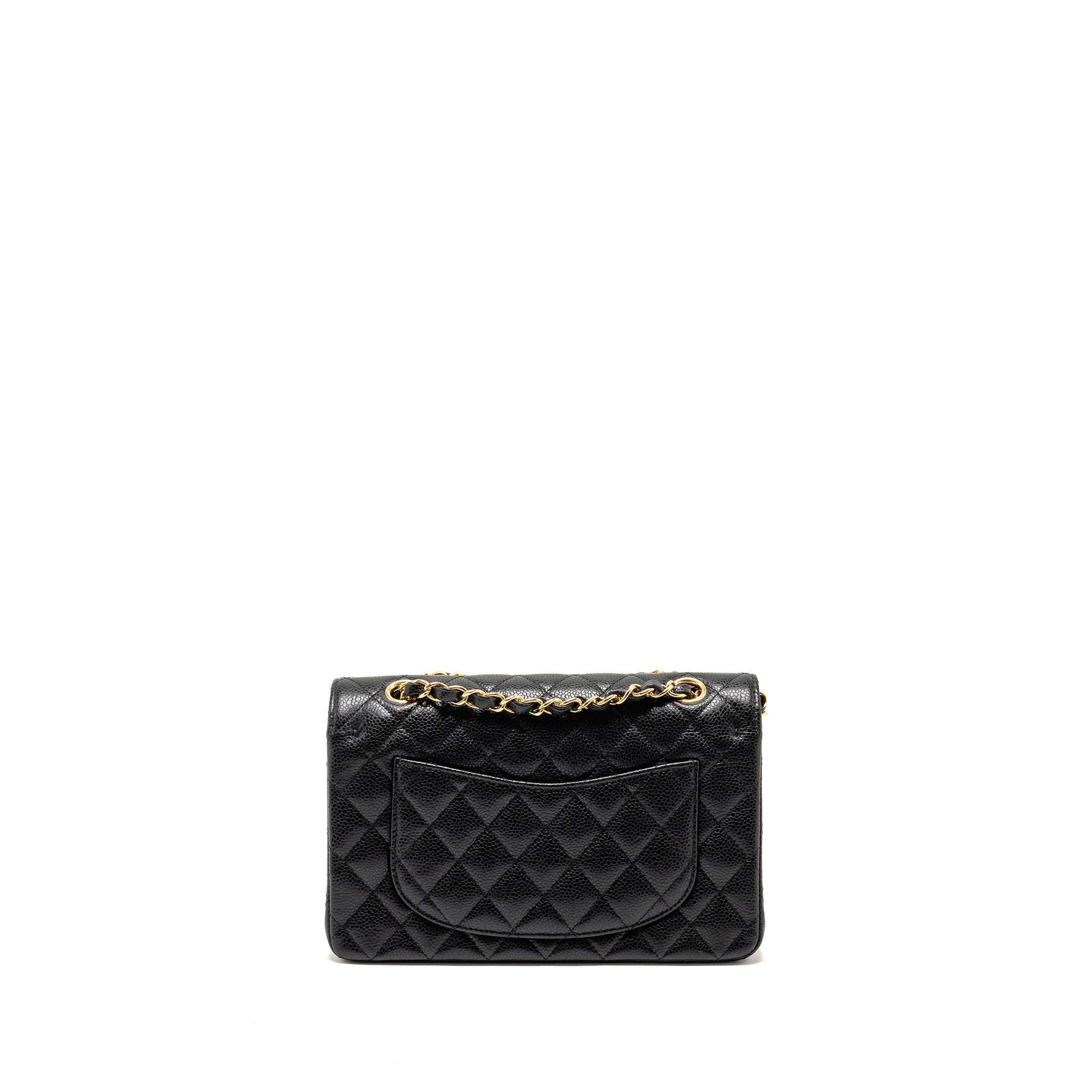 CHANEL SMALL CLASSIC DOUBLE FLAP BAG CAVIAR BLACK GHW (MICROCHIP)