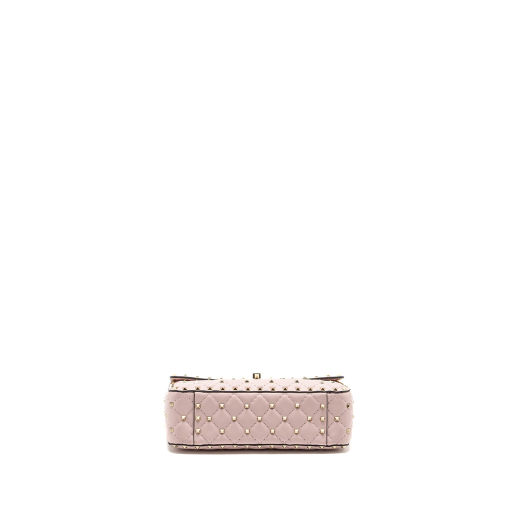 VALENTINO GARAVANI ROCKSTUD SPIKE SHOULDER BAG LEATHER PINK LGHW