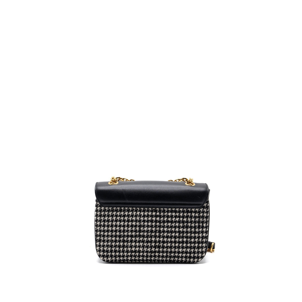 CELINE MEDIUM C BAG TWEED/ LEATHER BLACK/ WHITE GHW