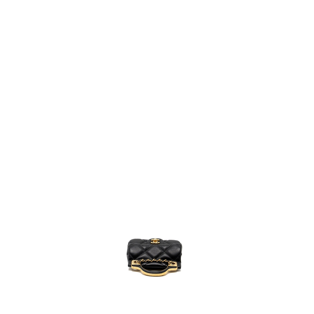 CHANEL 21K MINI FLAP BAG CALFSKIN BLACK BRUSHED GHW