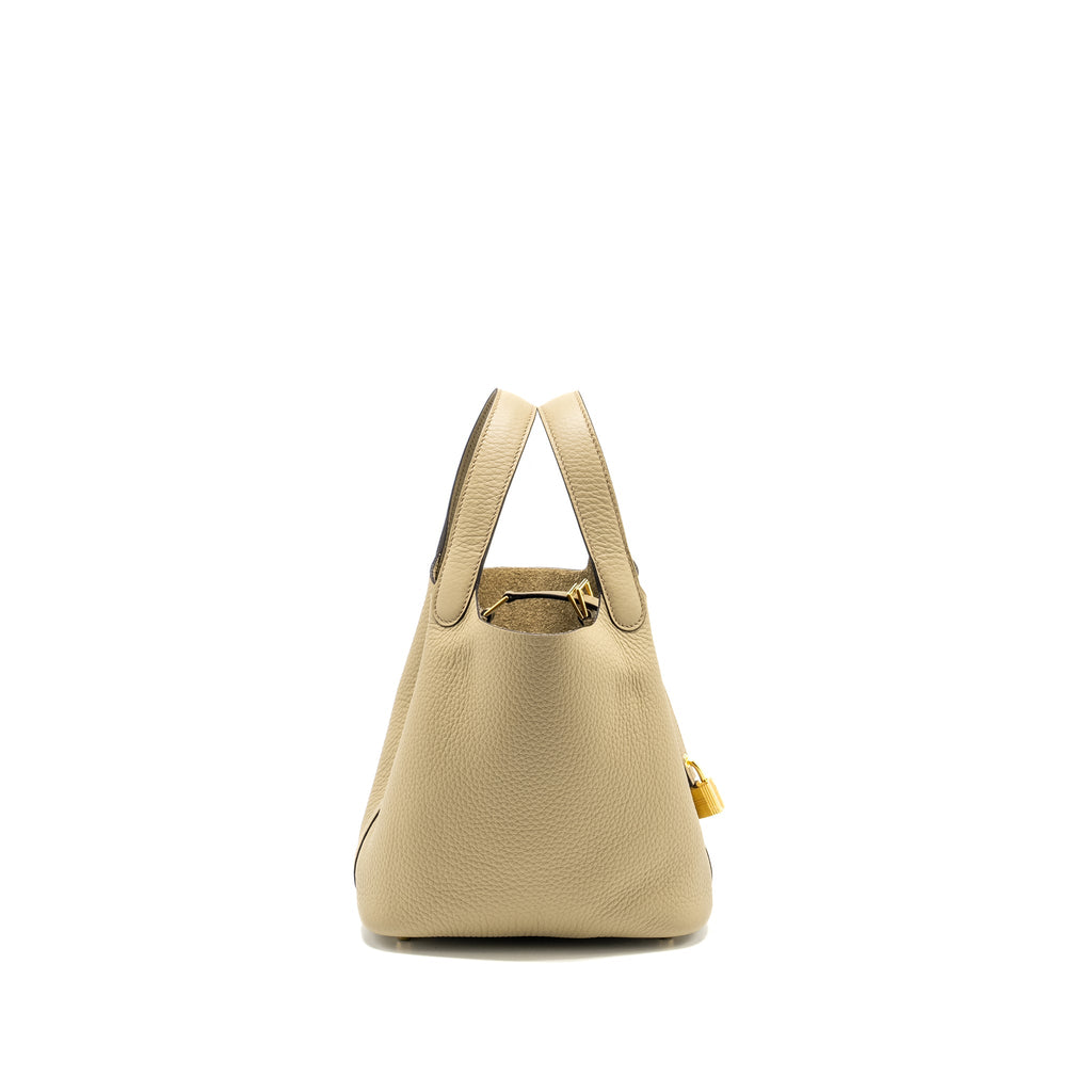HERMES PICOTIN 18 LOCK BAG CLEMENCE 8Q BEIGE MARFA GHW