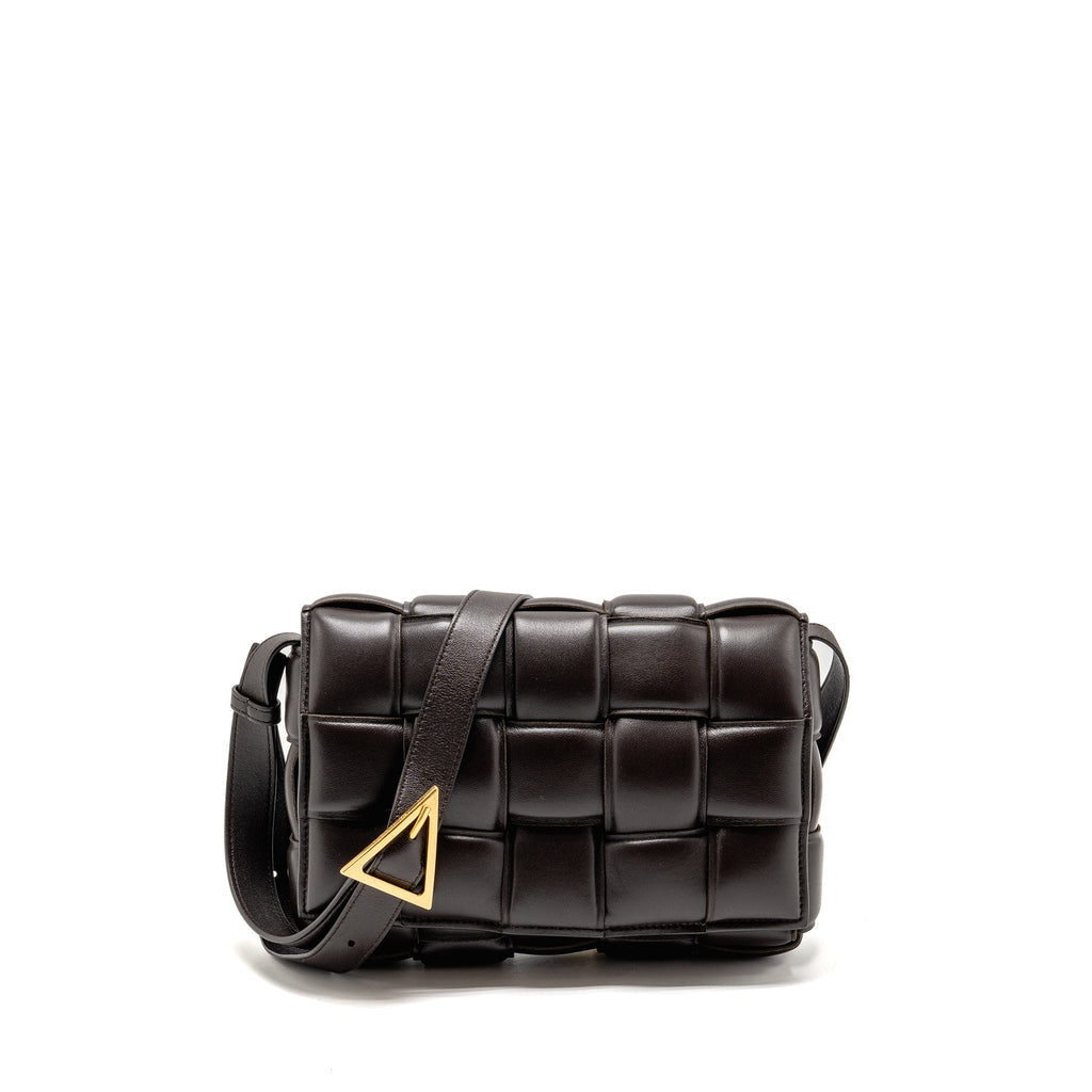 BOTTEGA VENETA PADDED CASSETTE LAMBSKIN BROWN GHW